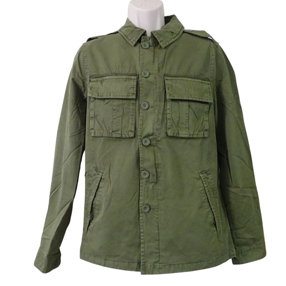 Indigo Star Military Field Jacket Olive Green Men Size S Button Up Patch Pockets